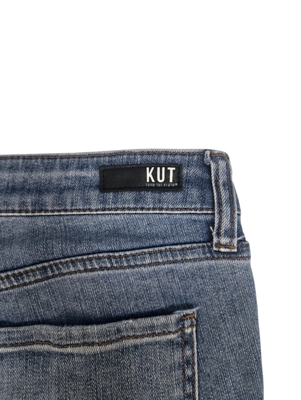 Kut from the Kloth Classic Medium Blue Denim Cutoff Shorts - Picture 8 of 11